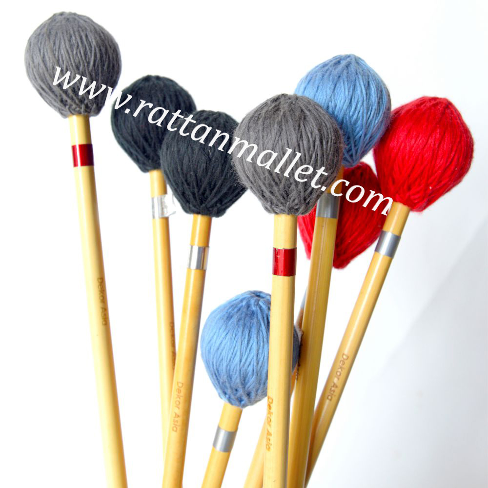 Rattan Marimba Mallets, Wrapped Bass Mallets et of 2 with Maple Handles